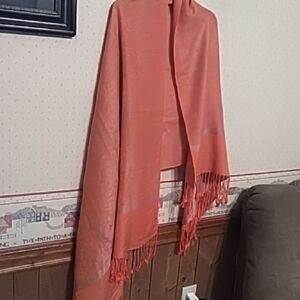 Elegant Orange Scarf with Fringe